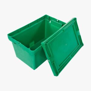 Cajas plastico con tapa para droguerias verde Atomplast